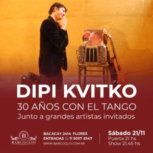 DIPI KVITKO en concierto<br>Sábado 21/11<br>Puerta 21 hs Show 21.45 hs