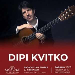 DIPI KVITKO en concierto<br>Sábado 21/11<br>Puerta 21 hs Show 21.45 hs